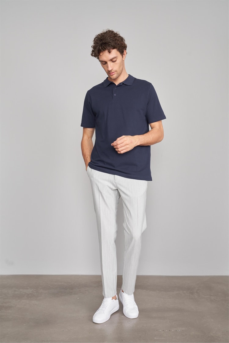 Çetinkaya Mentality 3242 Polo Yaka Penye Pike Regular T-Shirt Lacivert