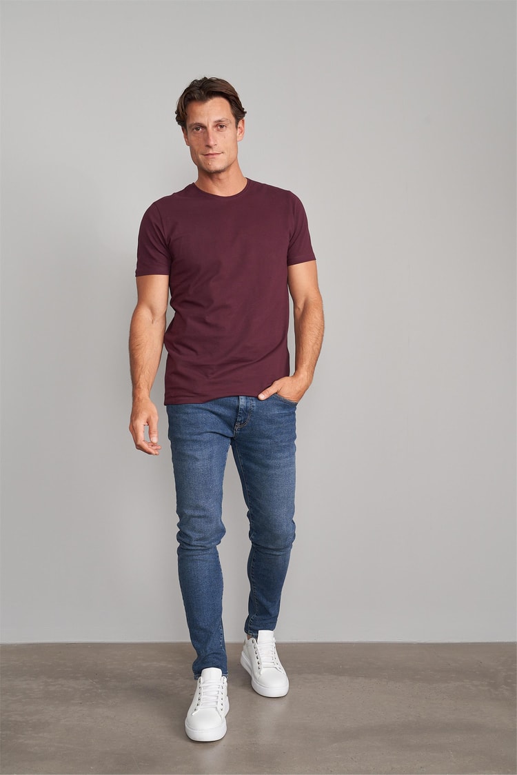 Çetinkaya Mentality 3249 Erkek Bisiklet Yaka Regular T-Shirt Mürdüm