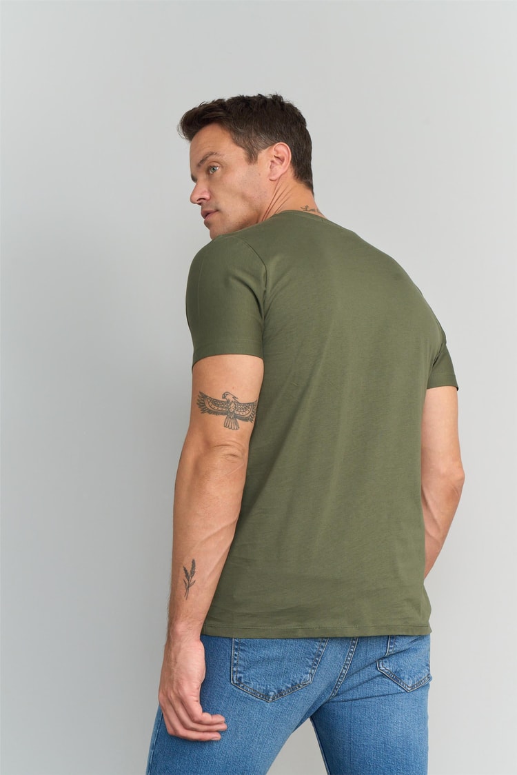 Çetinkaya Mentality 3272 Erkek Bisiklet Yaka Slim Fit T-Shirt Haki
