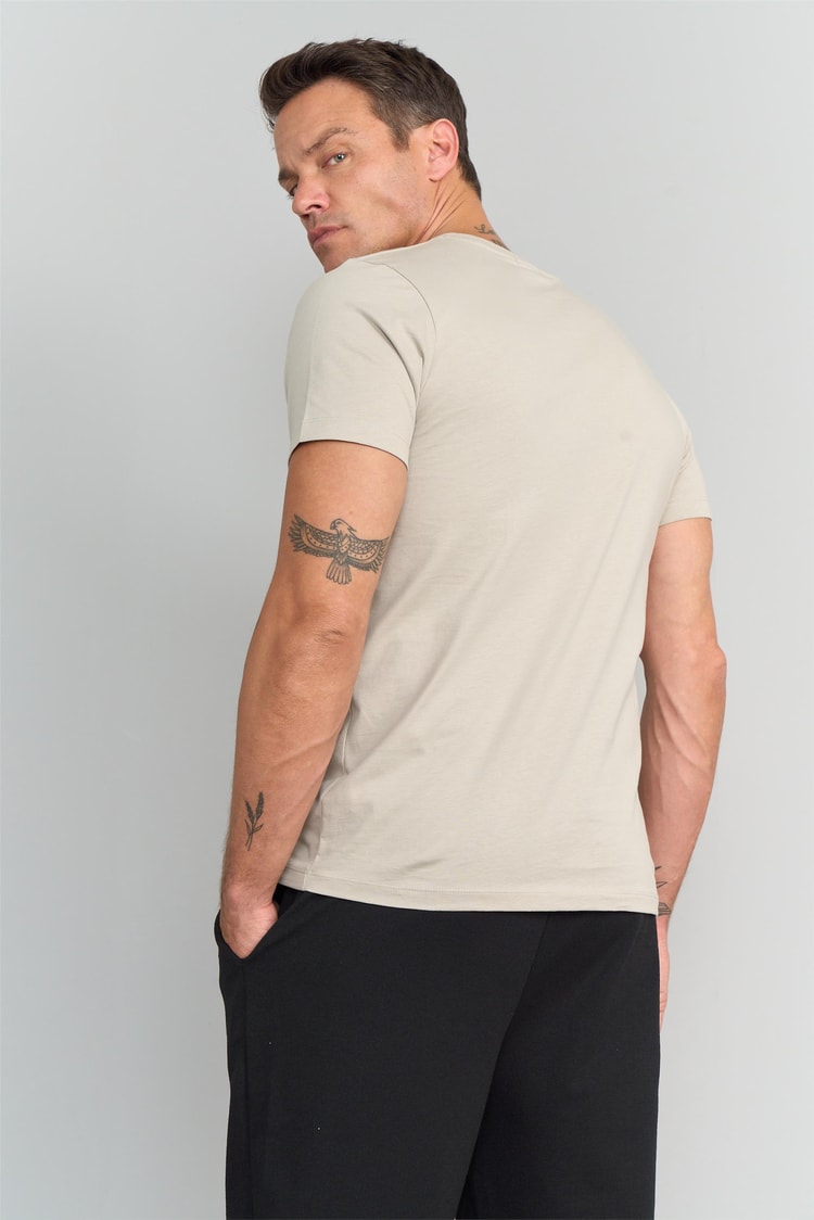 Çetinkaya Mentality 3272 Erkek Bisiklet Yaka Slim Fit T-Shirt Taş