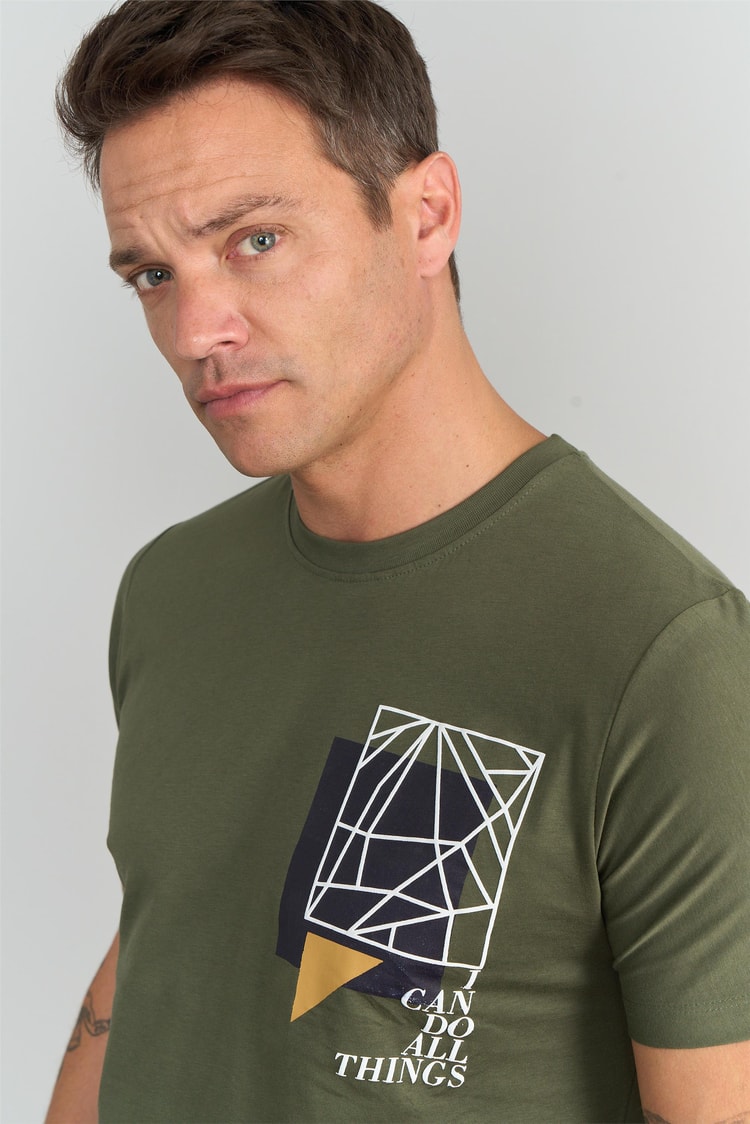 Çetinkaya Mentality 3272 Erkek Bisiklet Yaka Slim Fit T-Shirt Haki