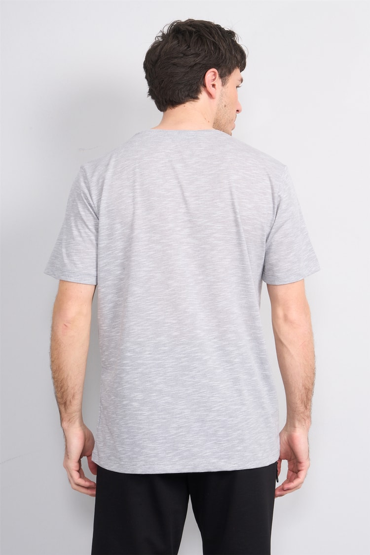 Çetinkaya Mentality 3446 Bisiklet Yaka Flamlı Sıngle Jersey Regular T-shirt Gri