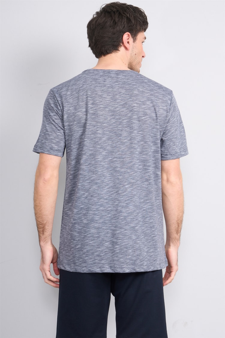 Çetinkaya Mentality 3446 Bisiklet Yaka Flamlı Sıngle Jersey Regular T-shirt Lacivert