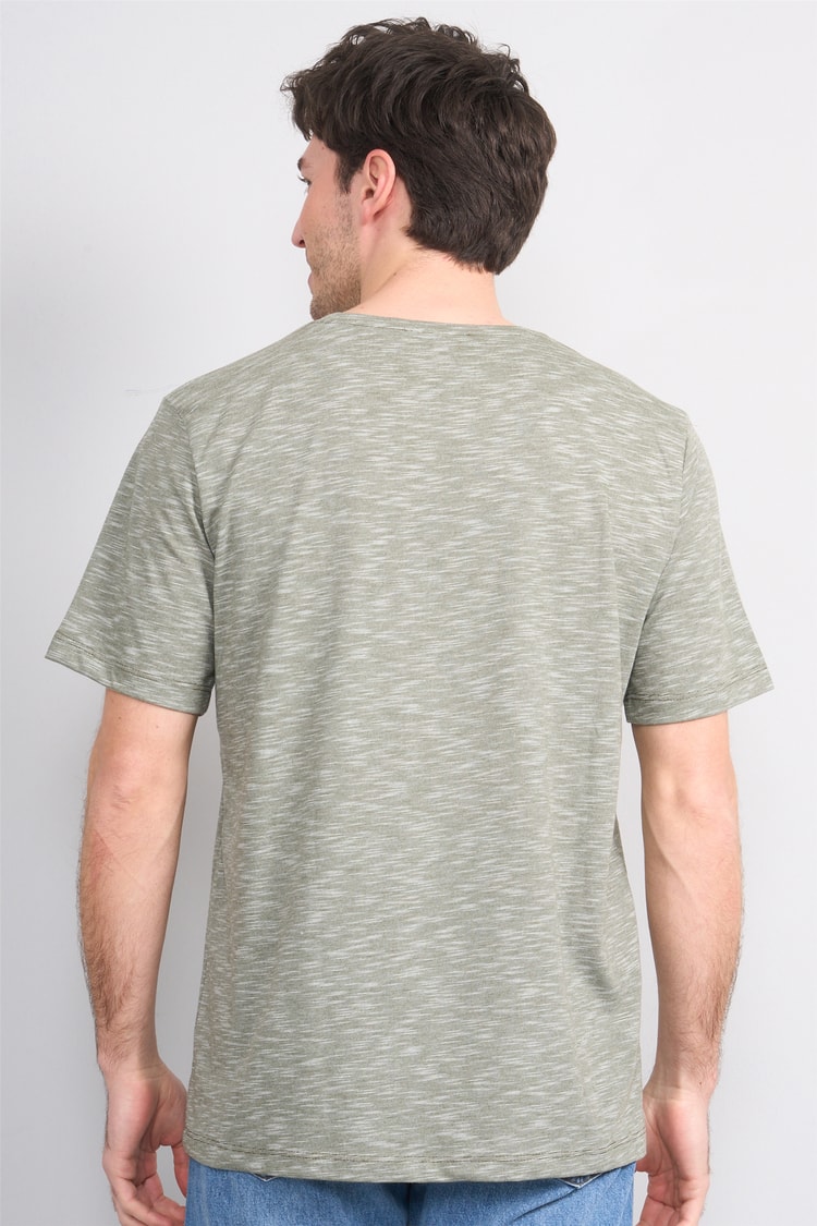 Çetinkaya Mentality 3446 Bisiklet Yaka Flamlı Sıngle Jersey Regular T-shirt Haki