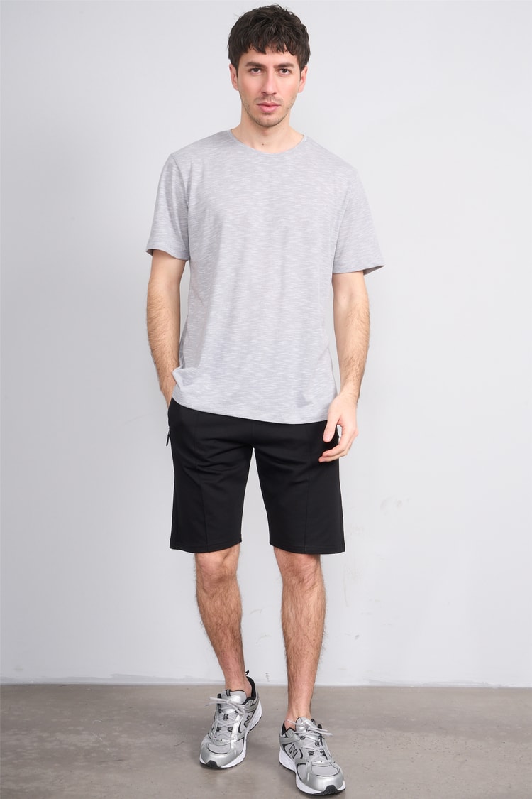 Çetinkaya Mentality 3446 Bisiklet Yaka Flamlı Sıngle Jersey Regular T-shirt Gri