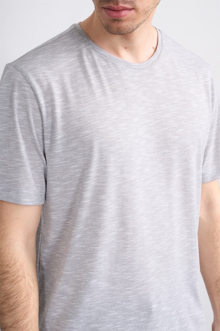 Çetinkaya Mentality 3446 Bisiklet Yaka Flamlı Sıngle Jersey Regular T-shirt Gri