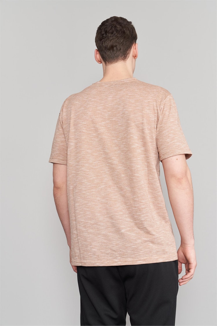 Çetinkaya Mentality 3446 Erkek Bisiklet Yaka Regular T-Shirt Camel