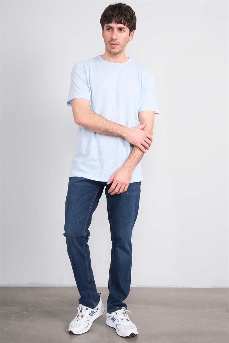 Çetinkaya Mentality 3446 Erkek Bisiklet Yaka Regular T-Shirt Mavi