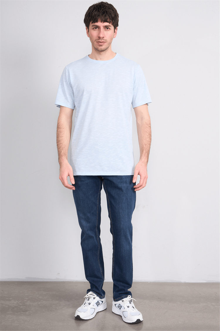 Çetinkaya Mentality 3446 Erkek Bisiklet Yaka Regular T-Shirt Mavi