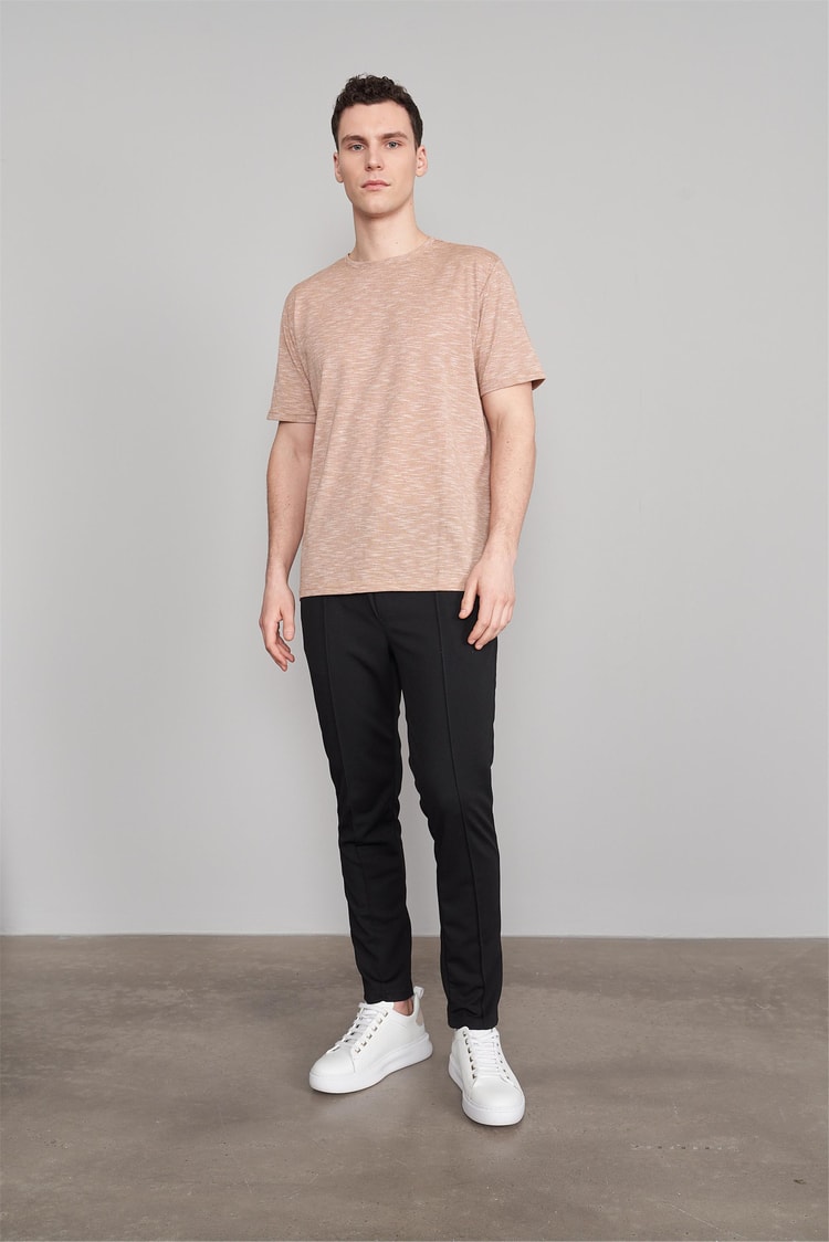 Çetinkaya Mentality 3446 Erkek Bisiklet Yaka Regular T-Shirt Camel