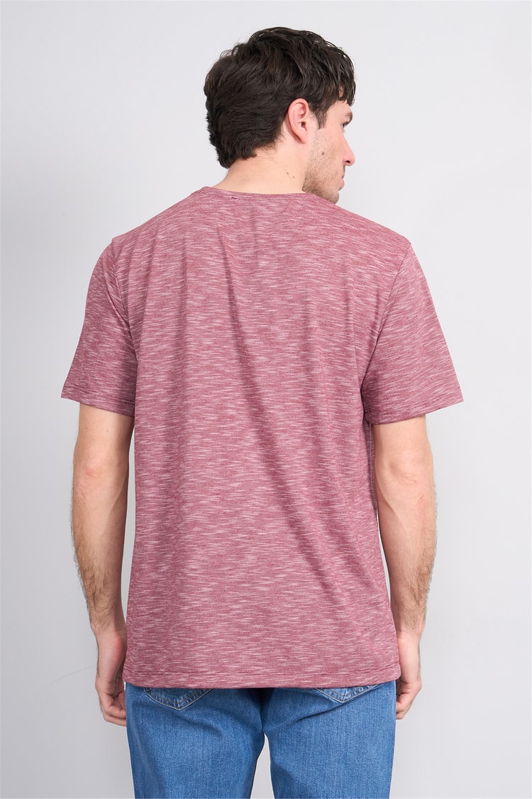 Çetinkaya Mentality 3447 V Yaka Flamlı Sıngle Jersey Regular T-shirt Bordo
