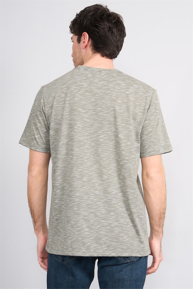 Çetinkaya Mentality 3447 V Yaka Flamlı Sıngle Jersey Regular T-shirt Haki