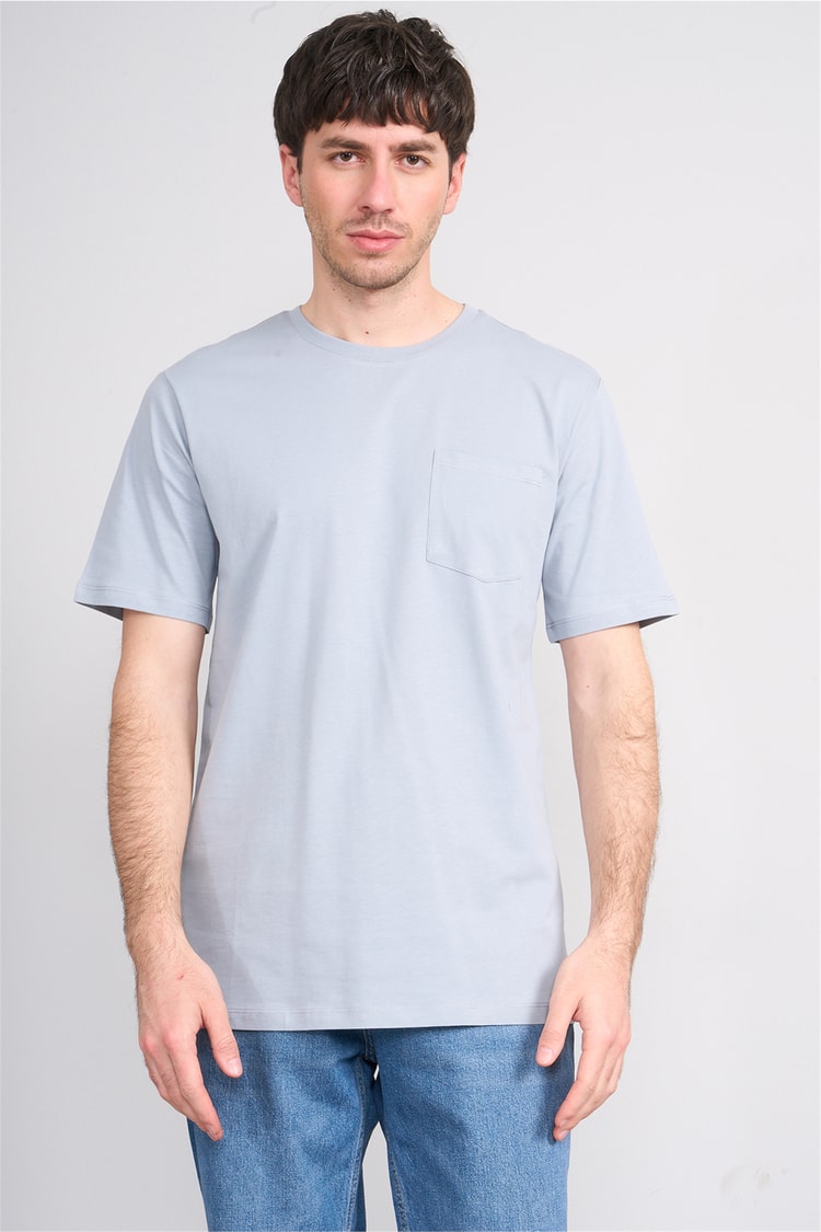 Çetinkaya Mentality 3713 Bisiklet Yaka Regular Cepli T-shirt Açık Gri