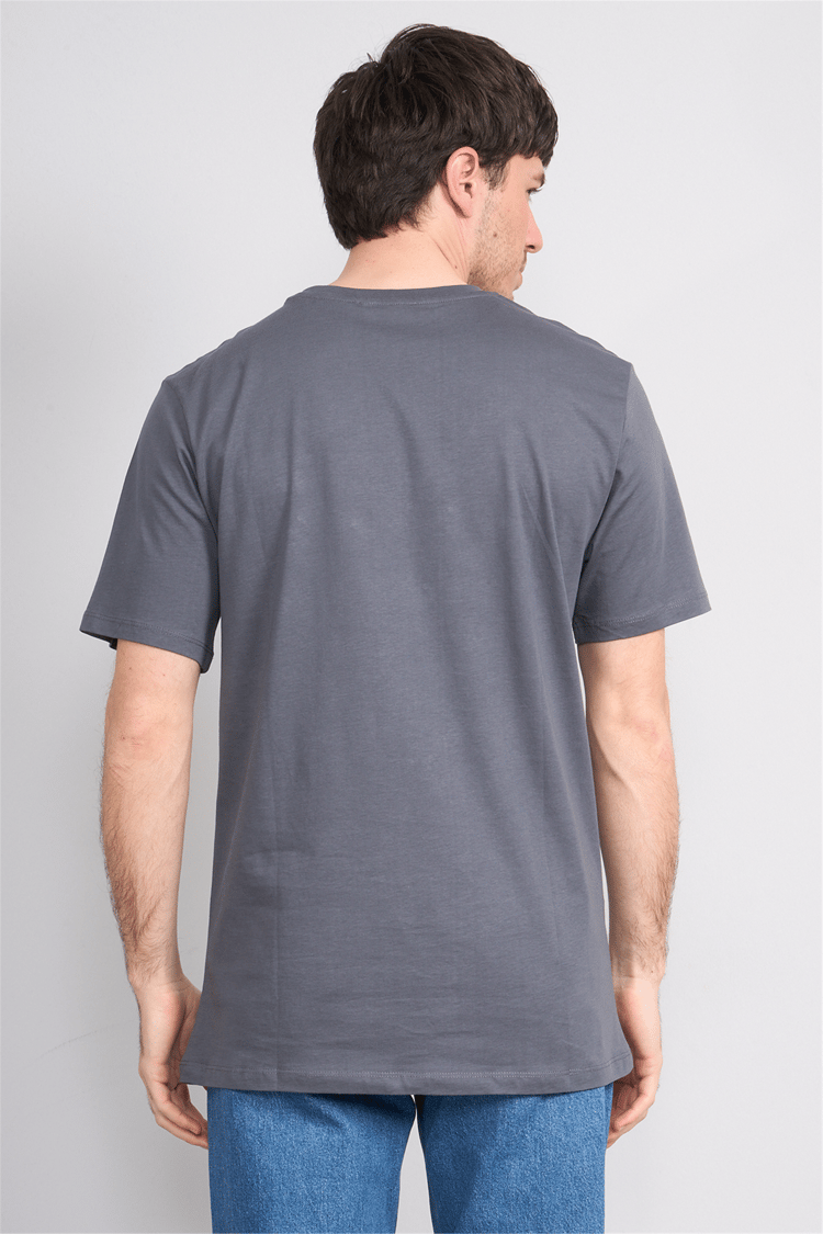 Çetinkaya Mentality 3713 Bisiklet Yaka Regular Cepli T-shirt Koyu Gri