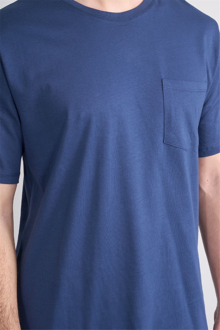 Çetinkaya Mentality 3713 Bisiklet Yaka Regular Cepli T-shirt İndigo