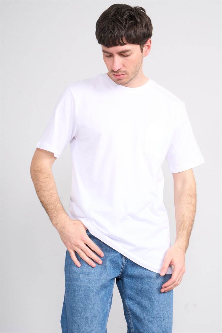 Çetinkaya Mentality 3713 Bisiklet Yaka Regular Cepli T-shirt Beyaz