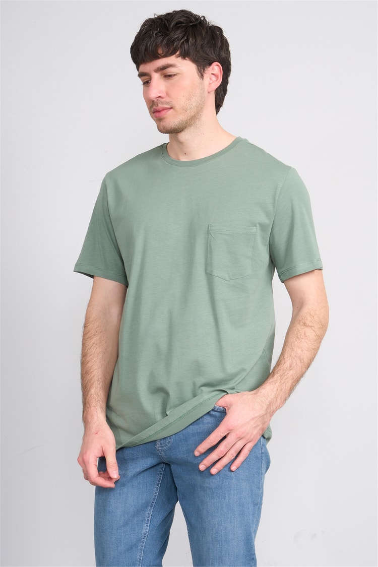 Çetinkaya Mentality 3713 Bisiklet Yaka Regular Cepli T-shirt Haki