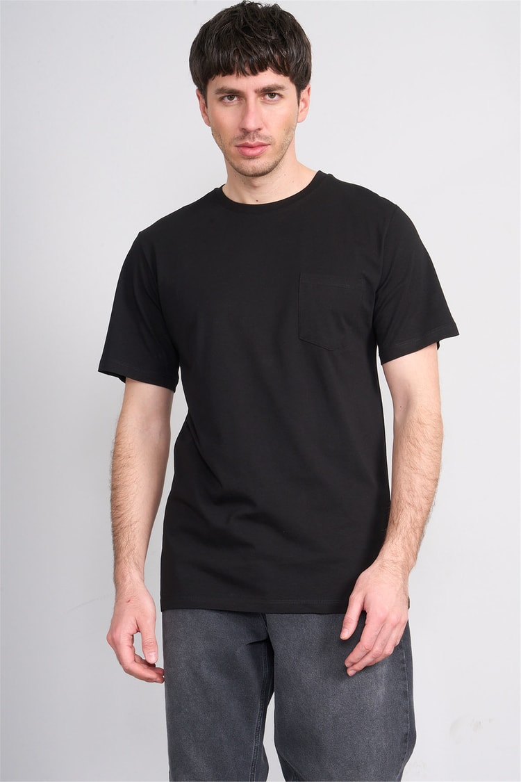 Çetinkaya Mentality 3713 Bisiklet Yaka Regular Cepli T-shirt Siyah
