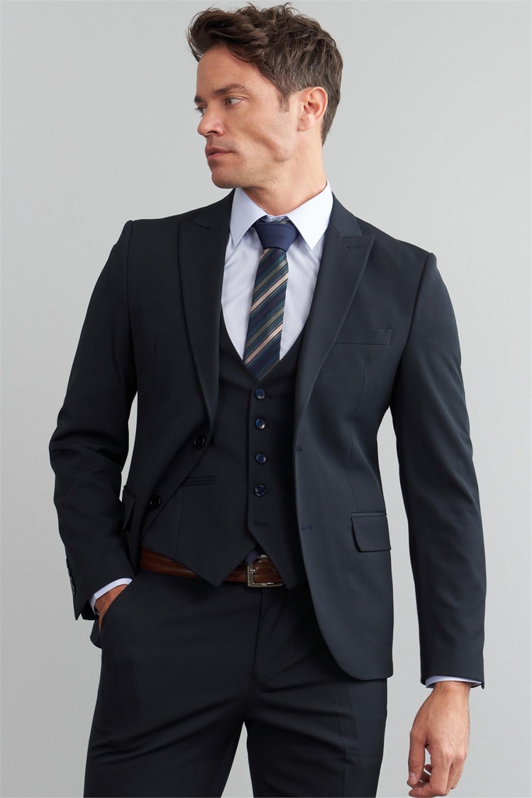Çetinkaya Mentality 38 Yunter Loca Slim Fit Yelek Takım Elbise Lacivert