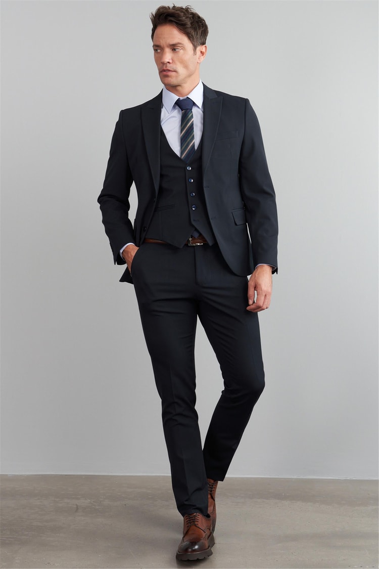 Çetinkaya Mentality 38 Yunter Loca Slim Fit Yelek Takım Elbise Lacivert