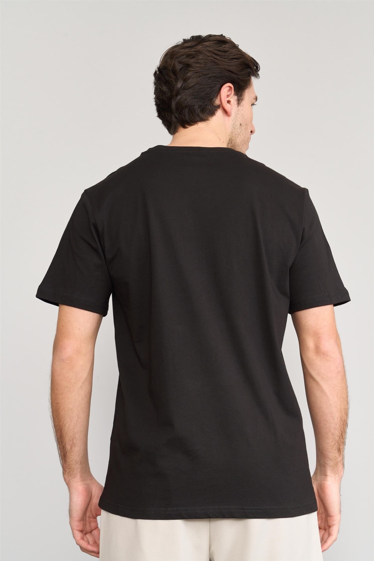 Çetinkaya Mentality 3888 B Yaka Regular Baskılı T-Shirt Siyah