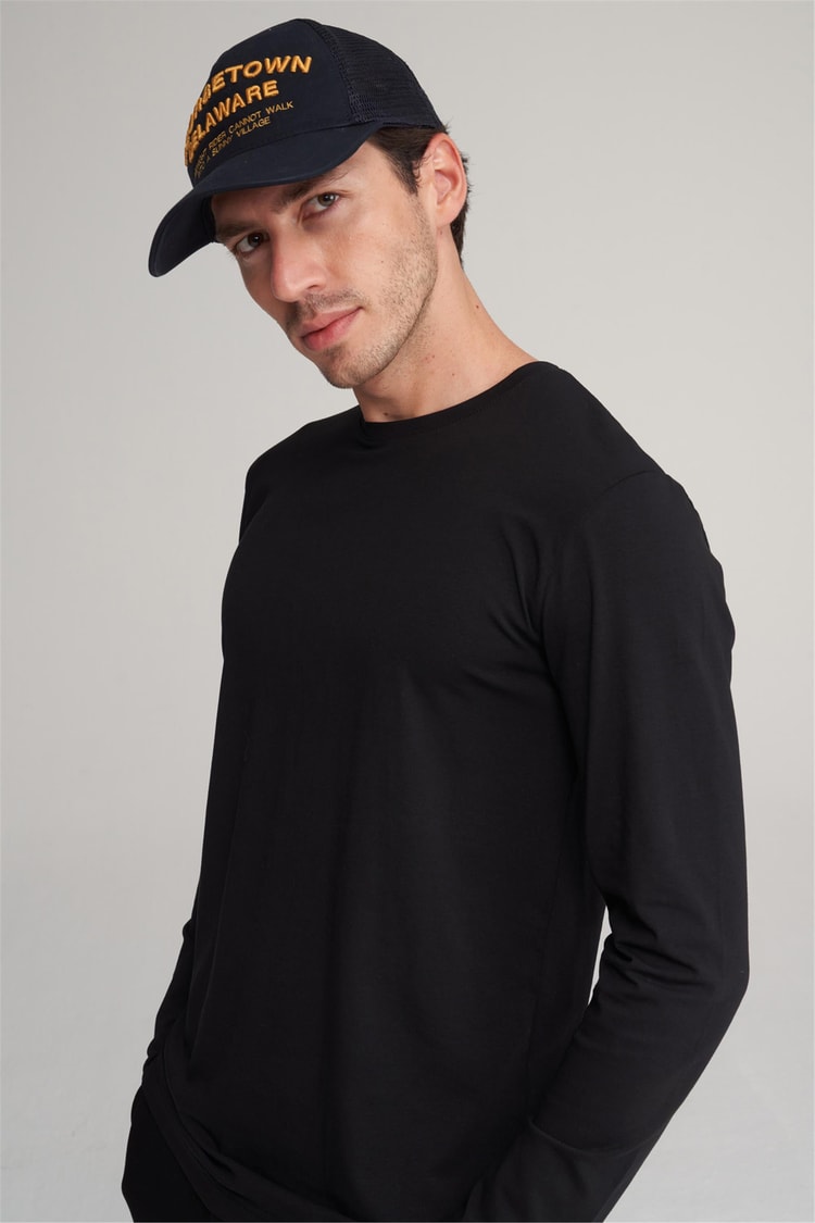 Çetinkaya Mentality 4199 Bisiklet Yaka Uzun Kol Süprem Slimfit Body Siyah
