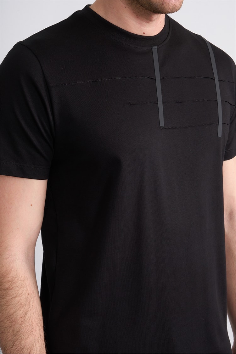 Çetinkaya Mentality 4507 Bisiklet Yaka Regular Modelli T-shirt Siyah