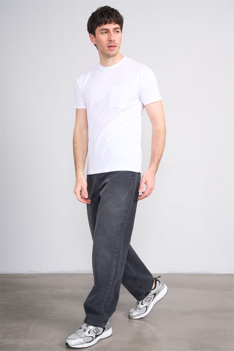 Çetinkaya Mentality 4508 Bisiklet Yaka Regular Modelli T-shirt Beyaz