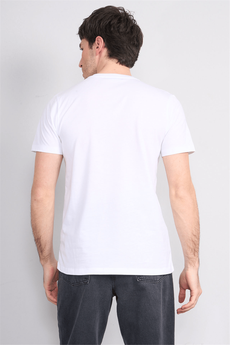Çetinkaya Mentality 4508 Bisiklet Yaka Regular Modelli T-shirt Beyaz