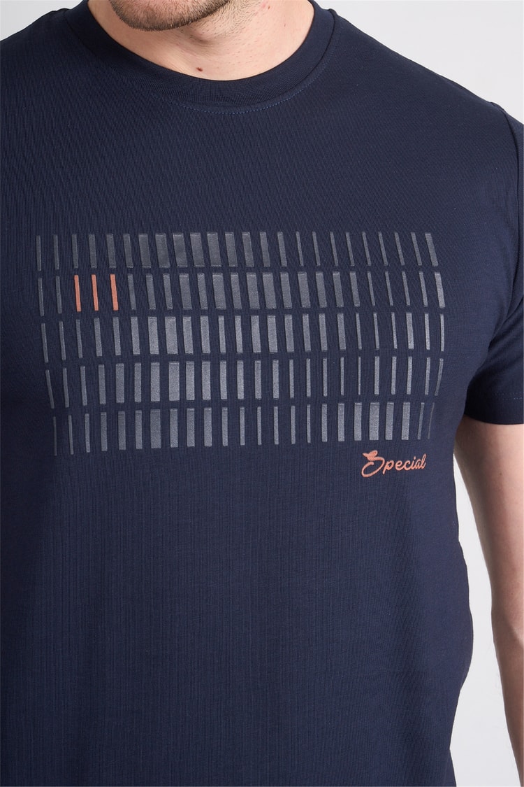 Çetinkaya Mentality 4510 Bisiklet Yaka Regular Modelli T-shirt Lacivert