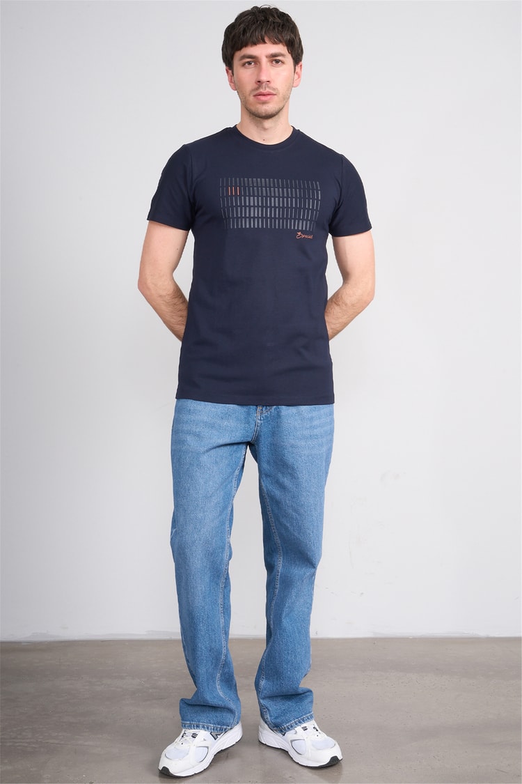 Çetinkaya Mentality 4510 Bisiklet Yaka Regular Modelli T-shirt Lacivert