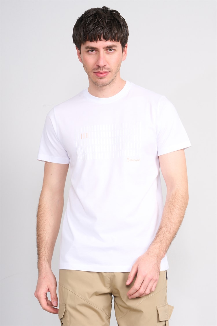 Çetinkaya Mentality 4510 Bisiklet Yaka Regular Modelli T-shirt Beyaz