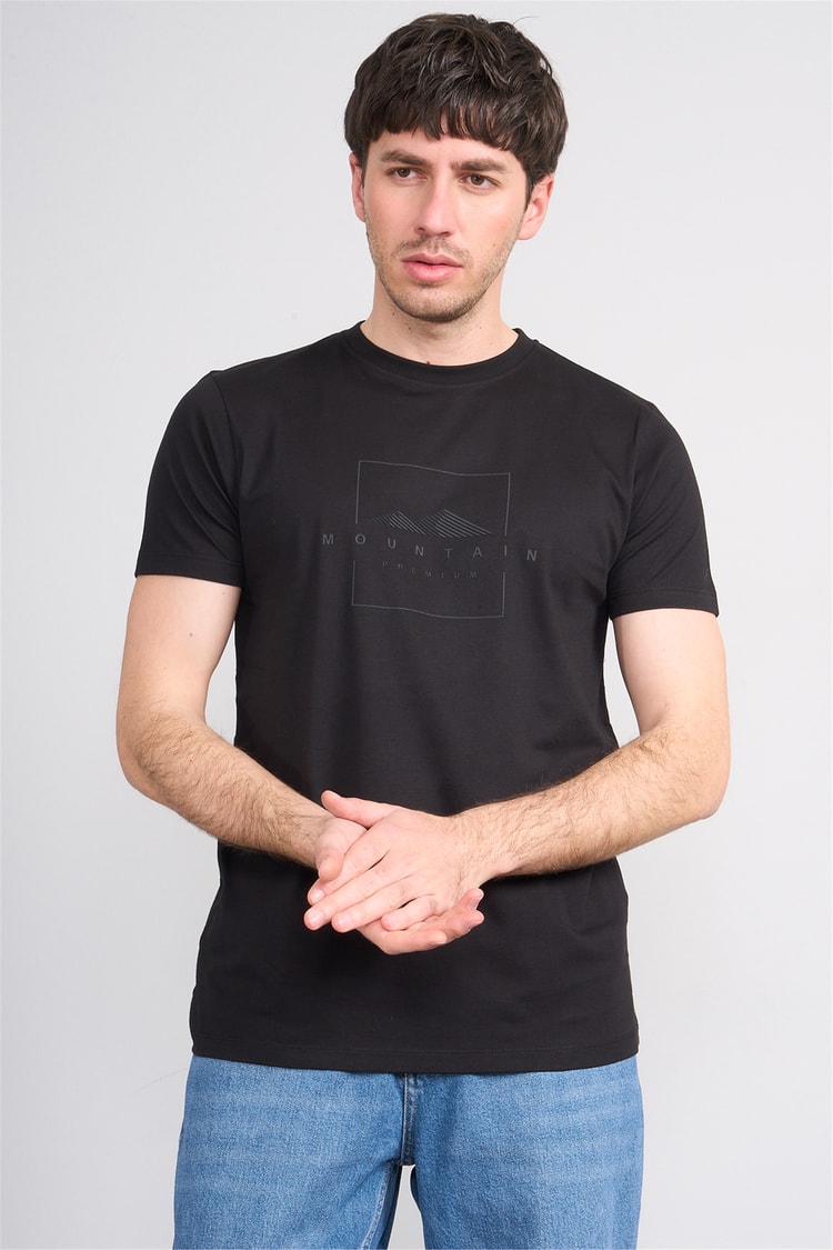 Çetinkaya Mentality 4511 Bisiklet Yaka Regular Modelli T-shirt Siyah