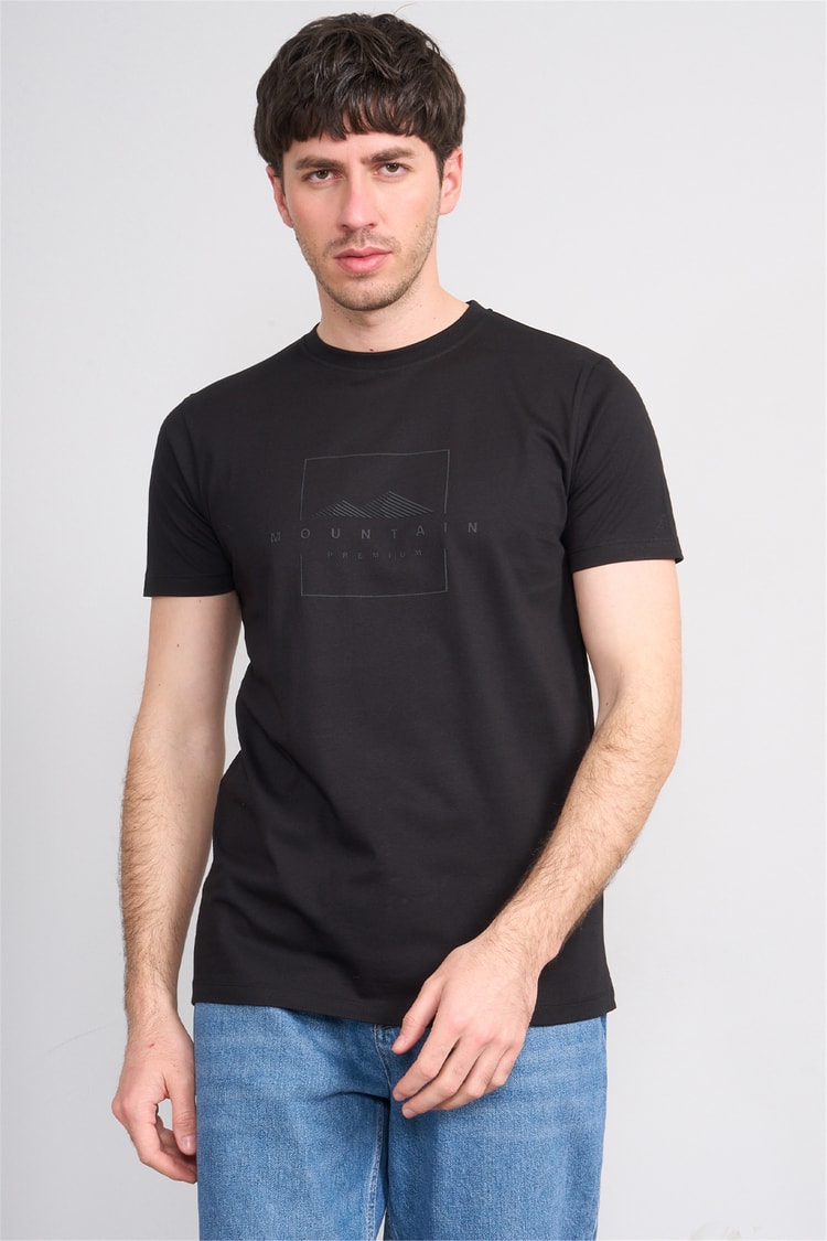 Çetinkaya Mentality 4511 Bisiklet Yaka Regular Modelli T-shirt Siyah