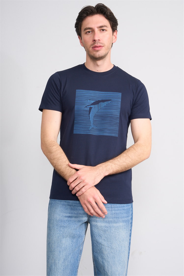 Çetinkaya Mentality 4512 Bisiklet Yaka Regular Modelli T-shirt Lacivert