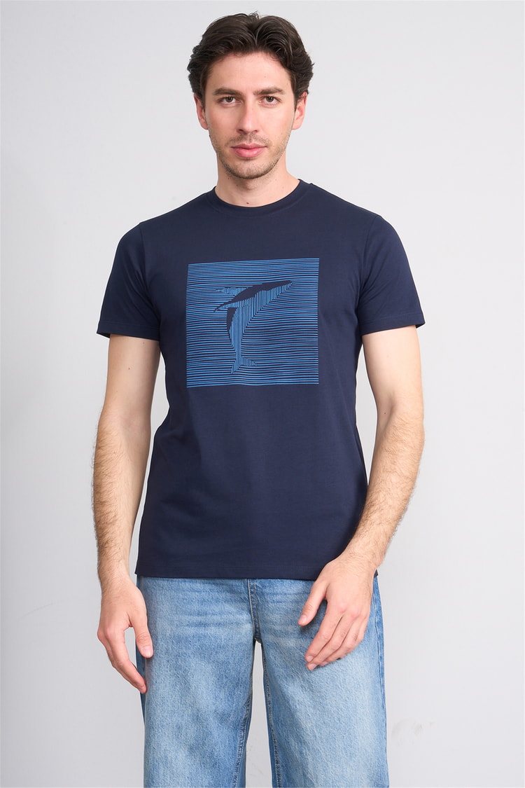 Çetinkaya Mentality 4512 Bisiklet Yaka Regular Modelli T-shirt Lacivert