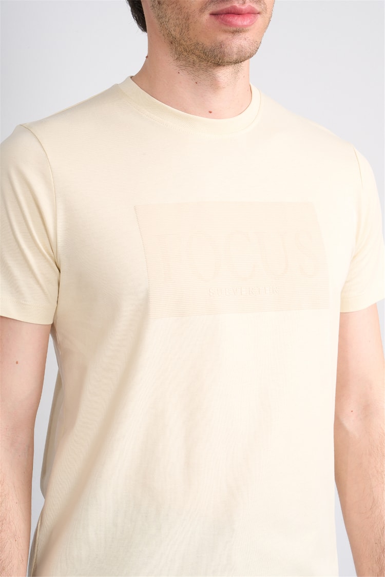 Çetinkaya Mentality 4517 Bisiklet Yaka Regular Modelli T-shirt Taş
