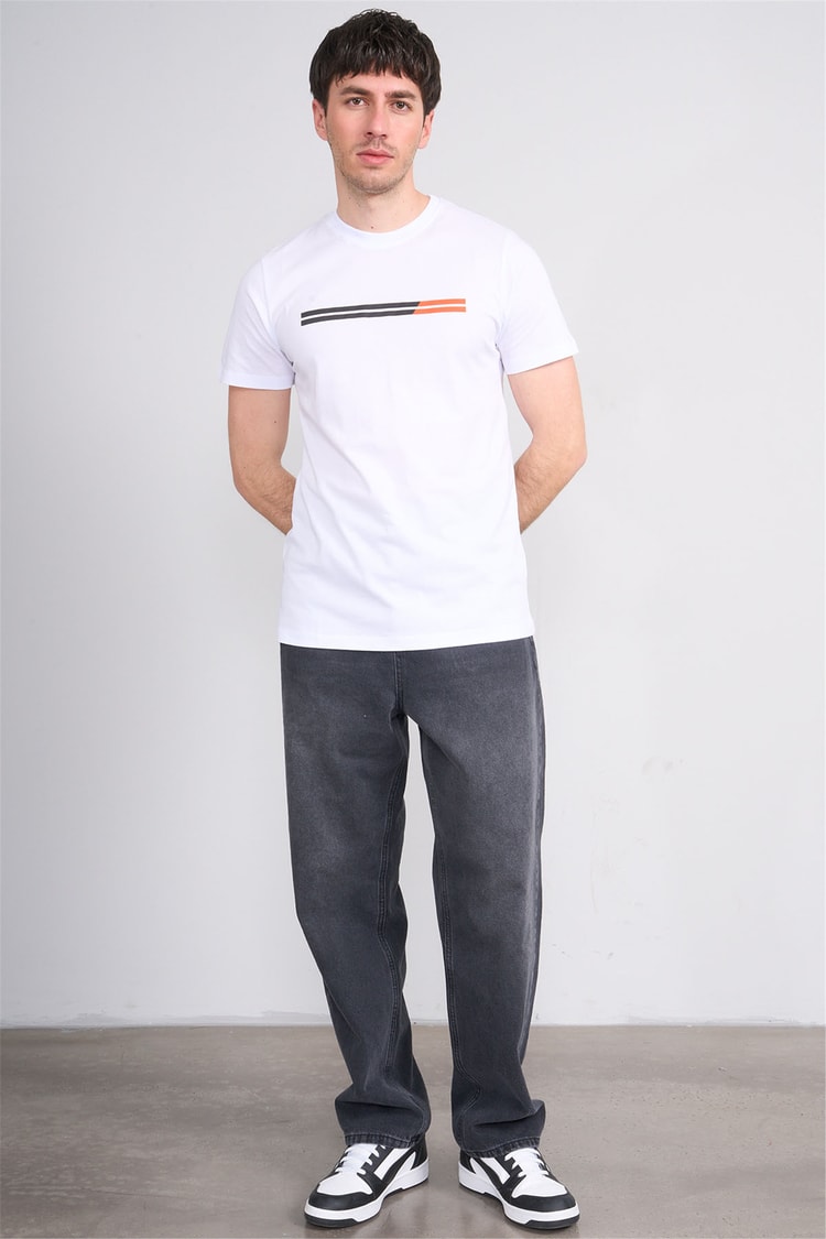 Çetinkaya Mentality 4518 Bisiklet Yaka Regular Modelli T-shirt Beyaz