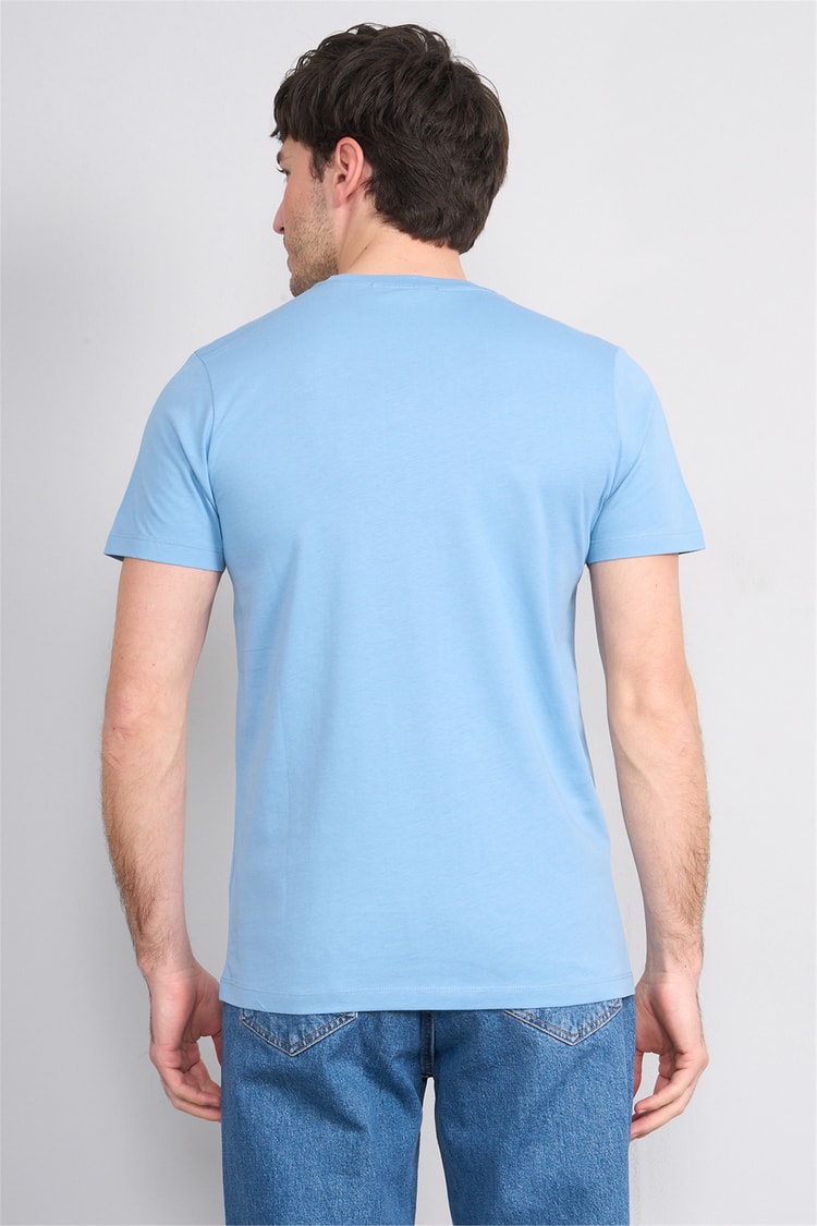 Çetinkaya Mentality 4520 Bisiklet Yaka Regular Modelli T-shirt Buz Mavi