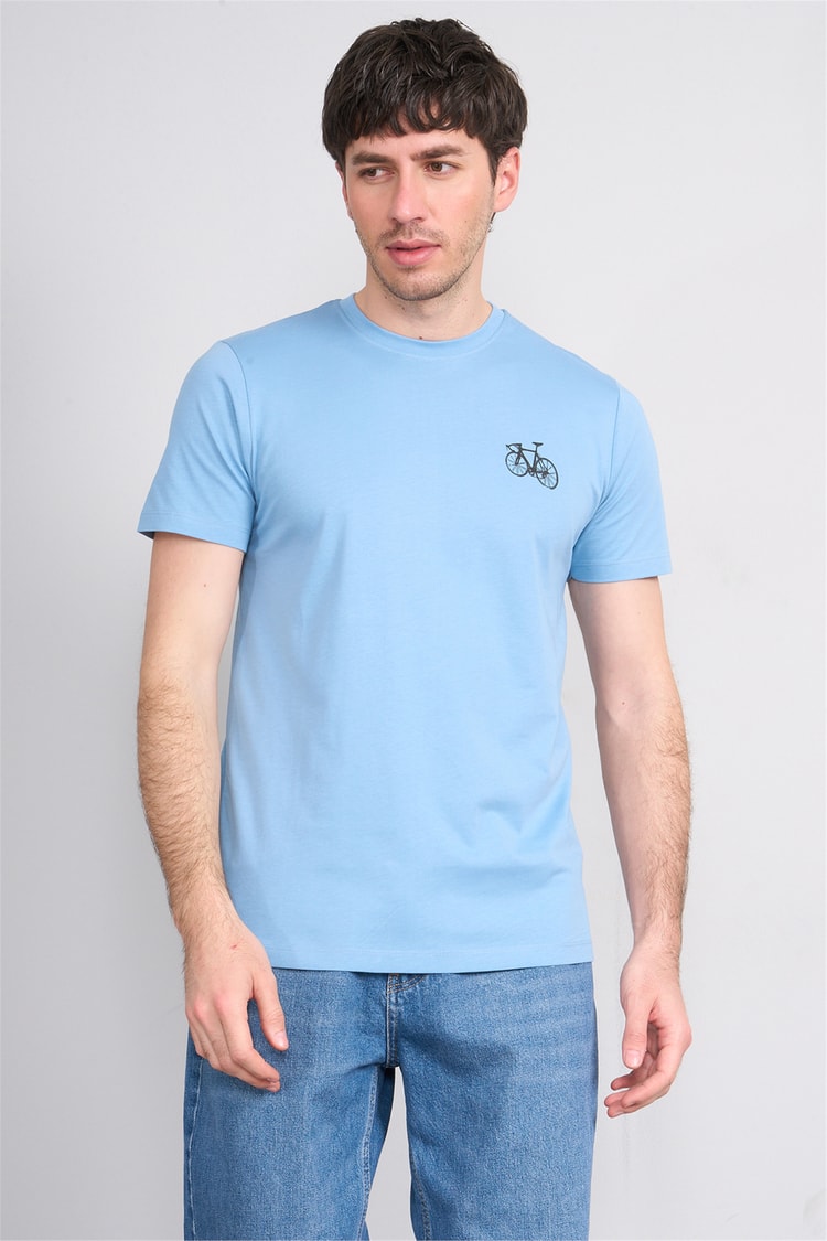 Çetinkaya Mentality 4520 Bisiklet Yaka Regular Modelli T-shirt Buz Mavi