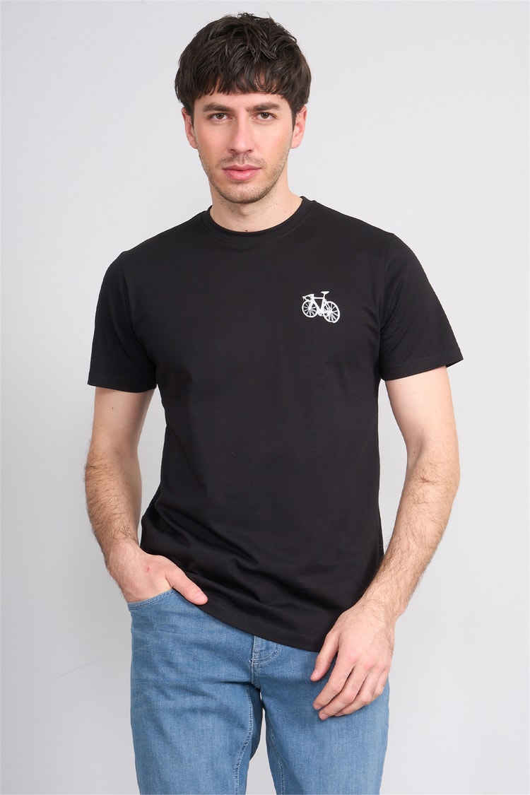Çetinkaya Mentality 4520 Bisiklet Yaka Regular Modelli T-shirt Siyah