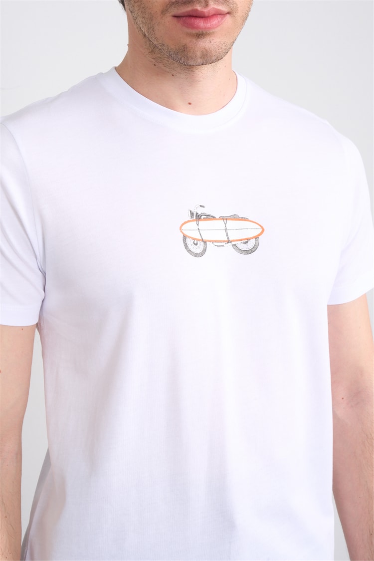 Çetinkaya Mentality 4521 Bisiklet Yaka Regular Modelli T-shirt Beyaz