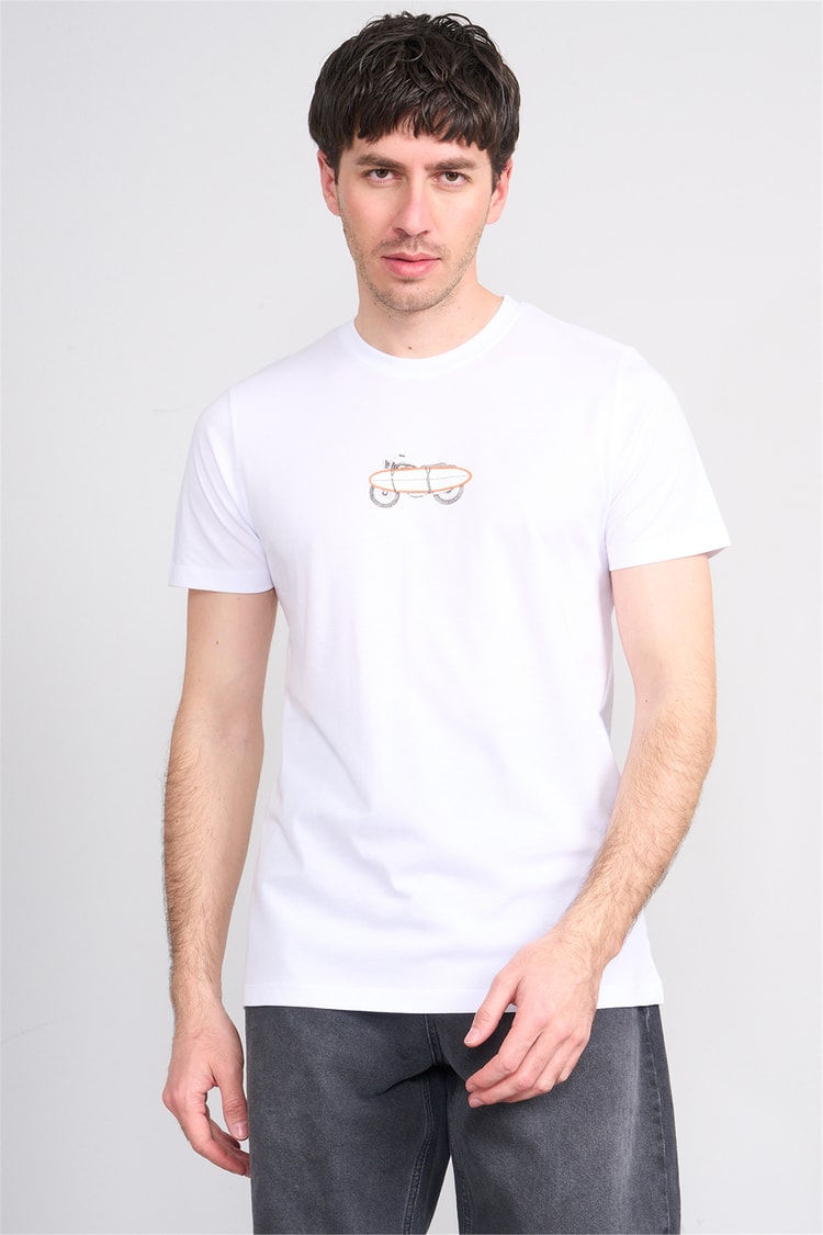 Çetinkaya Mentality 4521 Bisiklet Yaka Regular Modelli T-shirt Beyaz