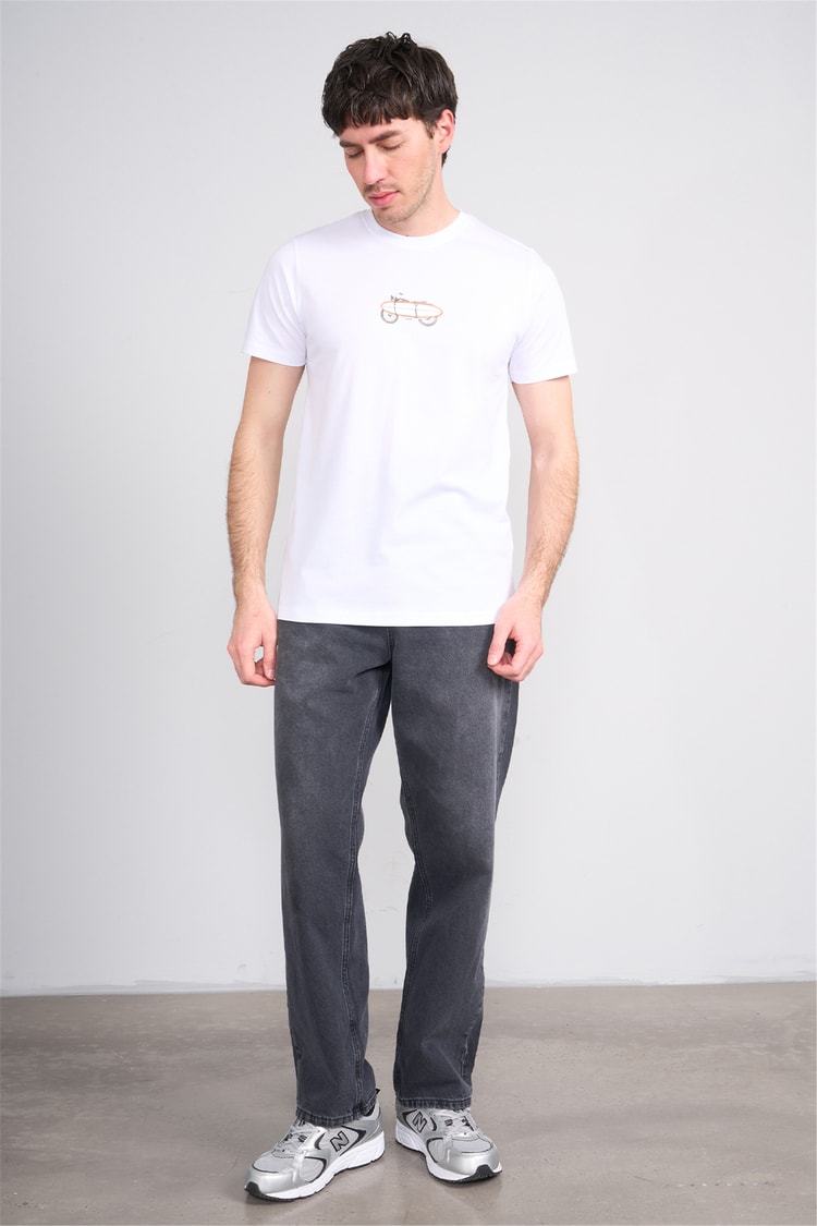 Çetinkaya Mentality 4521 Bisiklet Yaka Regular Modelli T-shirt Beyaz