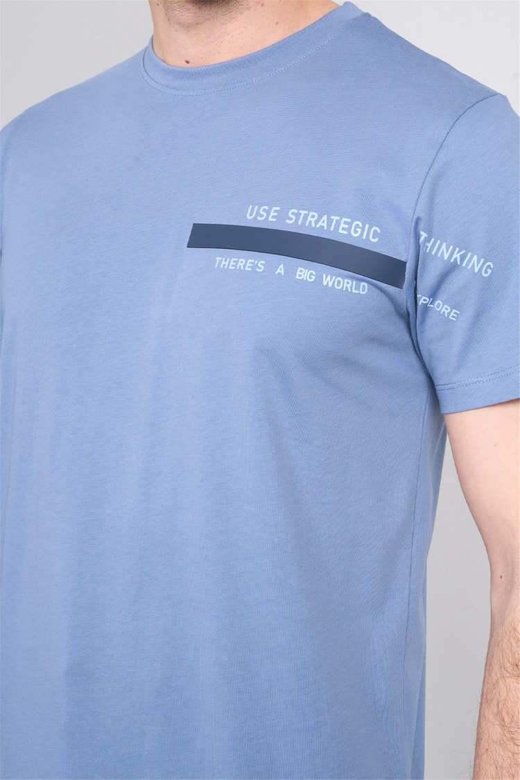 Çetinkaya Mentality 4523 Bisiklet Yaka Regular Modelli T-shirt Navy