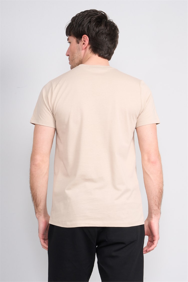 Çetinkaya Mentality 4526 Bisiklet Yaka Regular Modelli T-shirt Bej