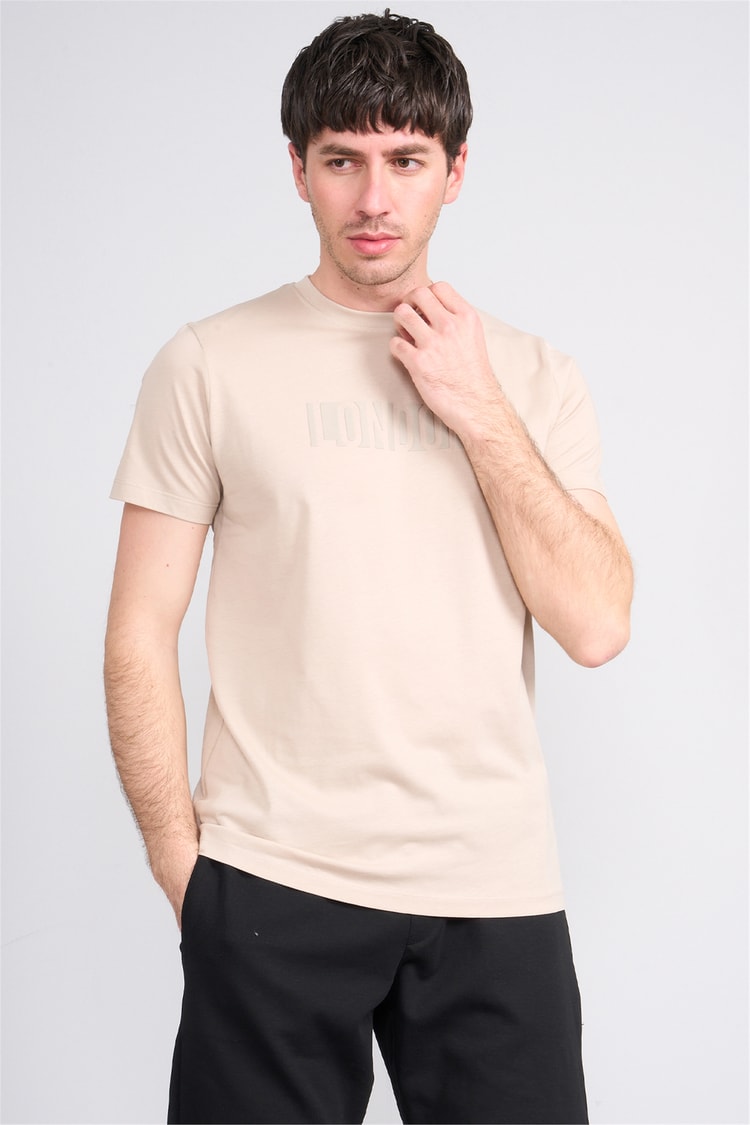 Çetinkaya Mentality 4526 Bisiklet Yaka Regular Modelli T-shirt Bej