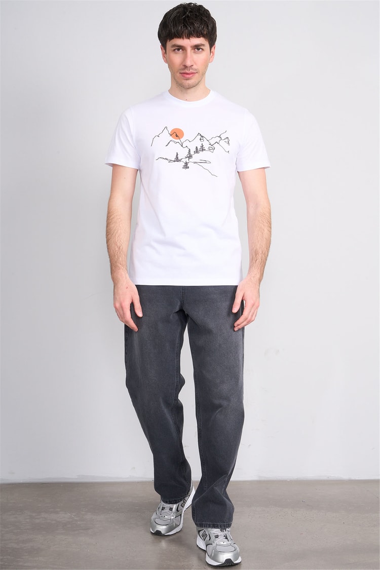 Çetinkaya Mentality 4530 Bisiklet Yaka Regular Modelli T-shirt Beyaz