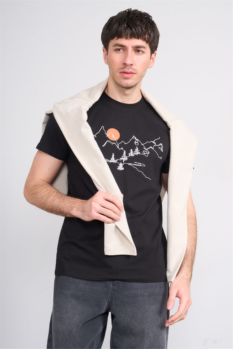Çetinkaya Mentality 4530 Bisiklet Yaka Regular Modelli T-shirt Siyah