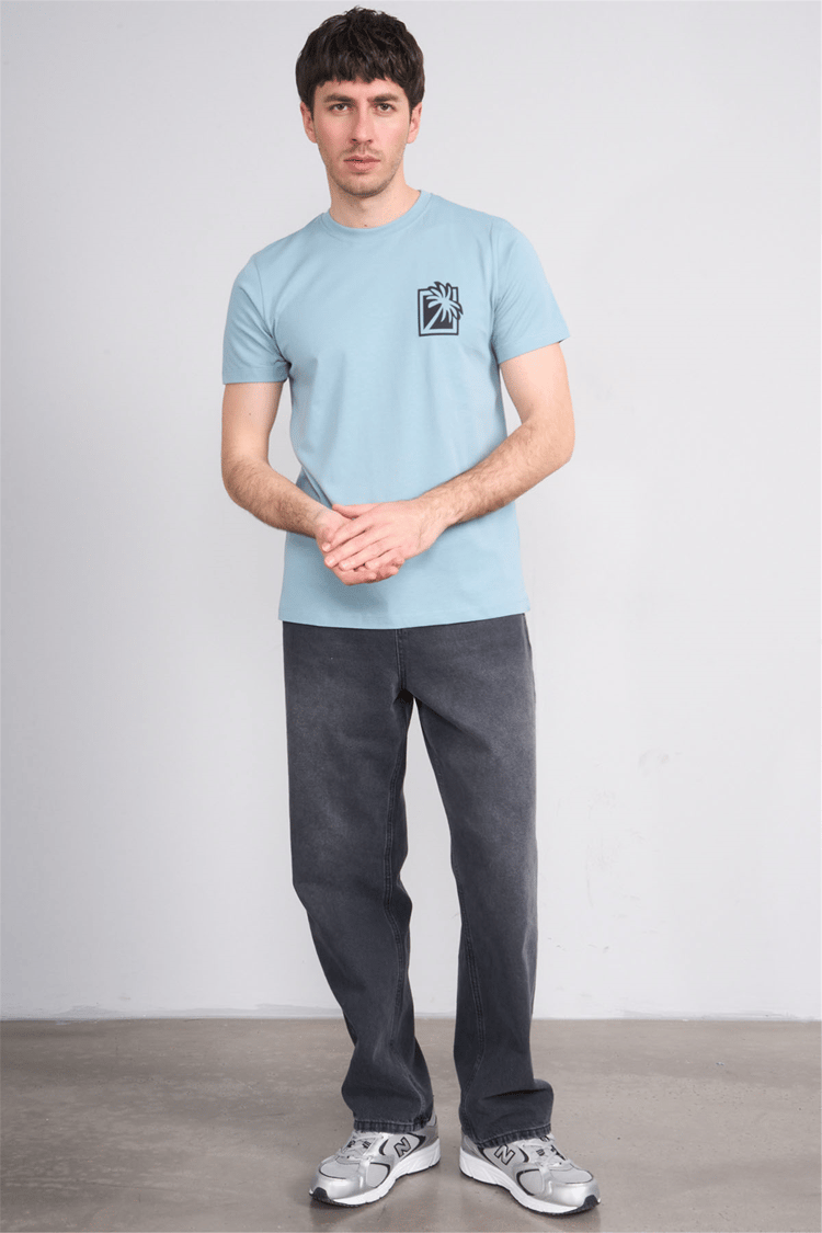 Çetinkaya Mentality 4532 Bisiklet Yaka Regular Modelli T-shirt İndigo